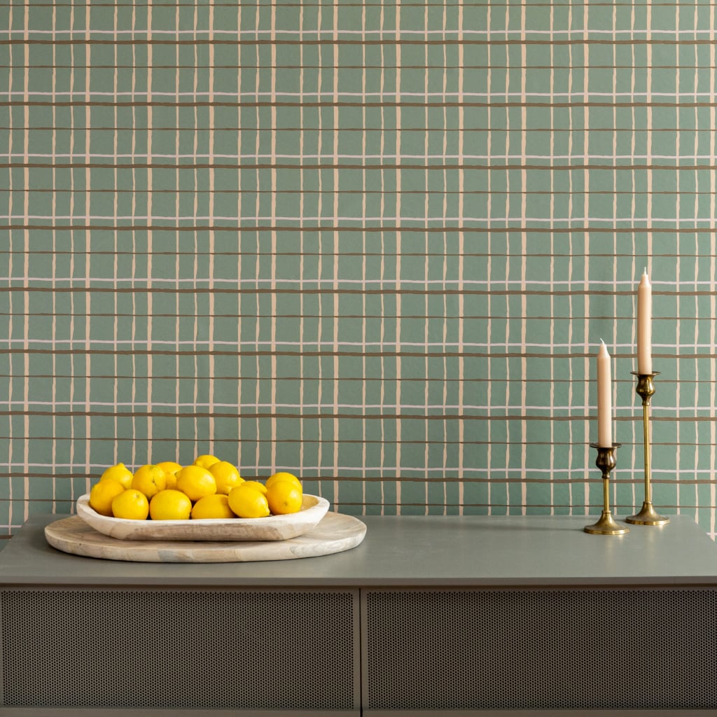 Image of Plaid in Sage Wallpaper