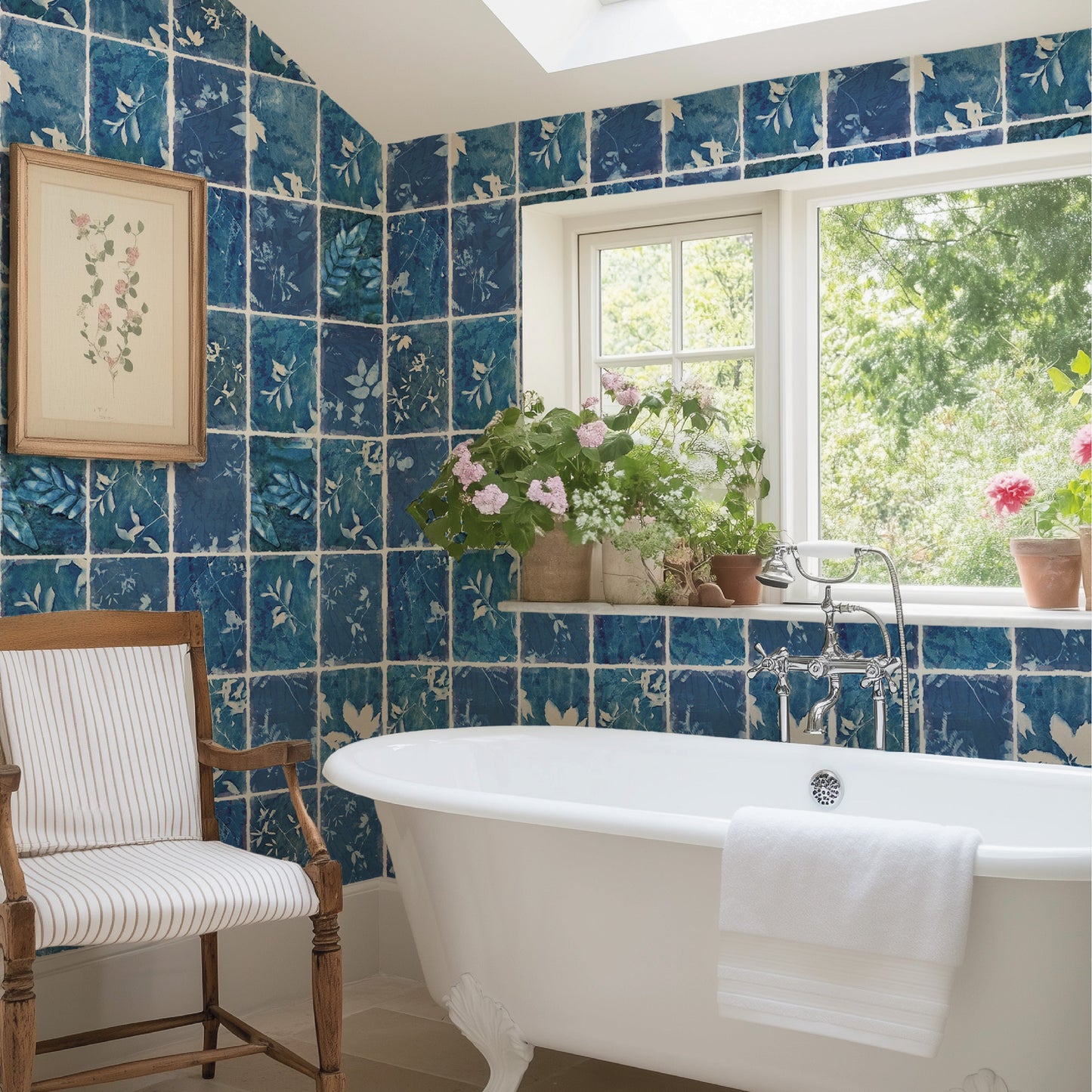 Image of Cyanotype Grid in Blue Wallpaper