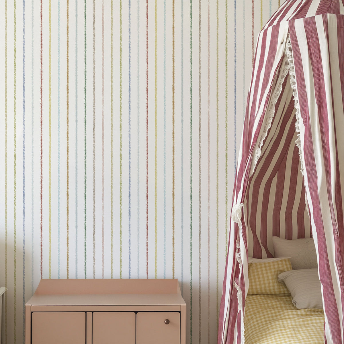 Image of Crayon Stripe Multi in Jewel Wallpaper
