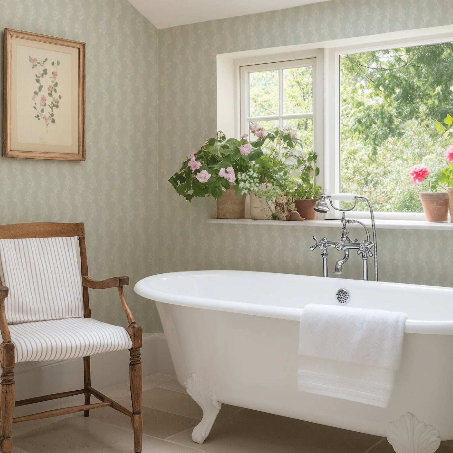 Image of Heritage Vine in Sage Wallpaper