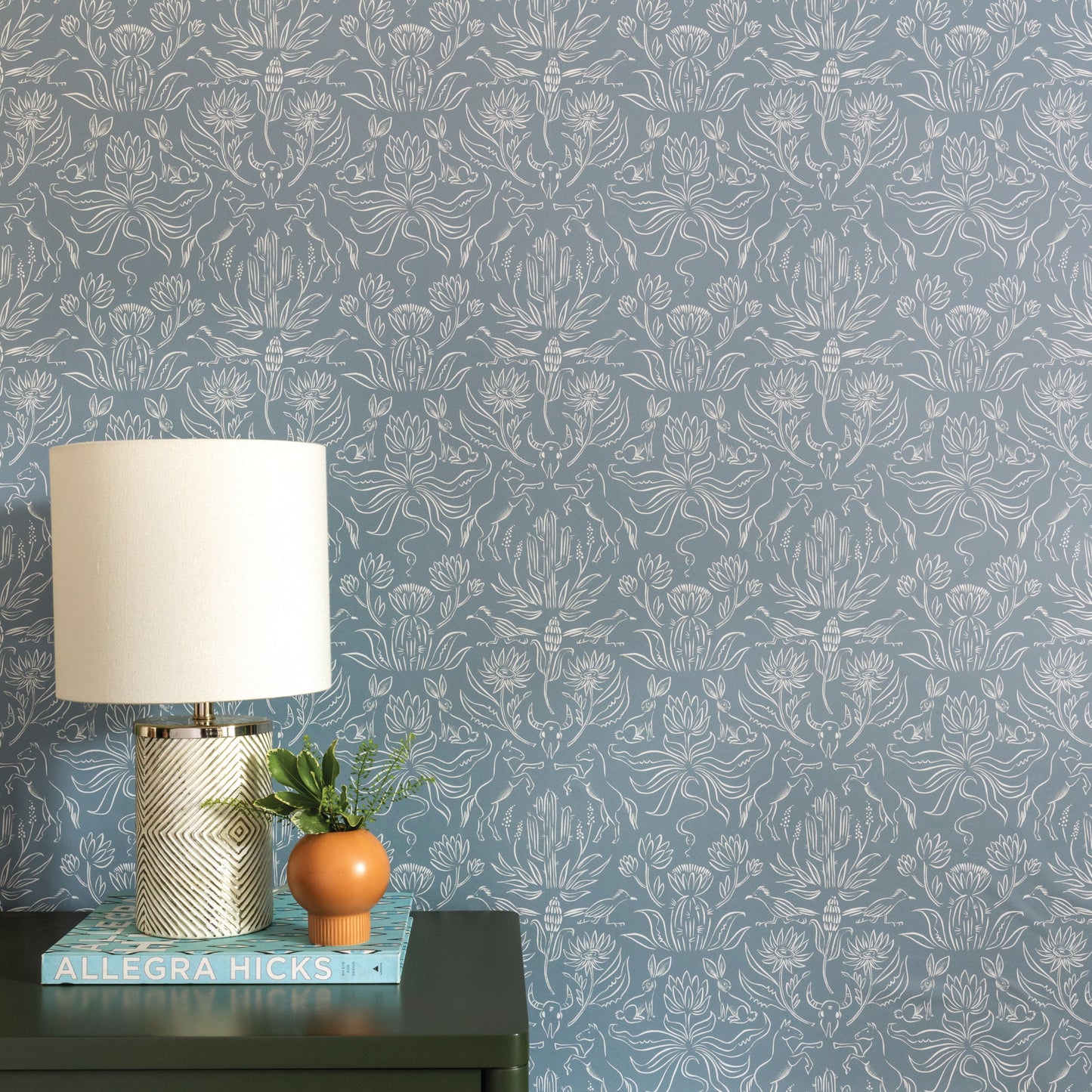 Image of Desert Critters in Blue Grey Wallpaper