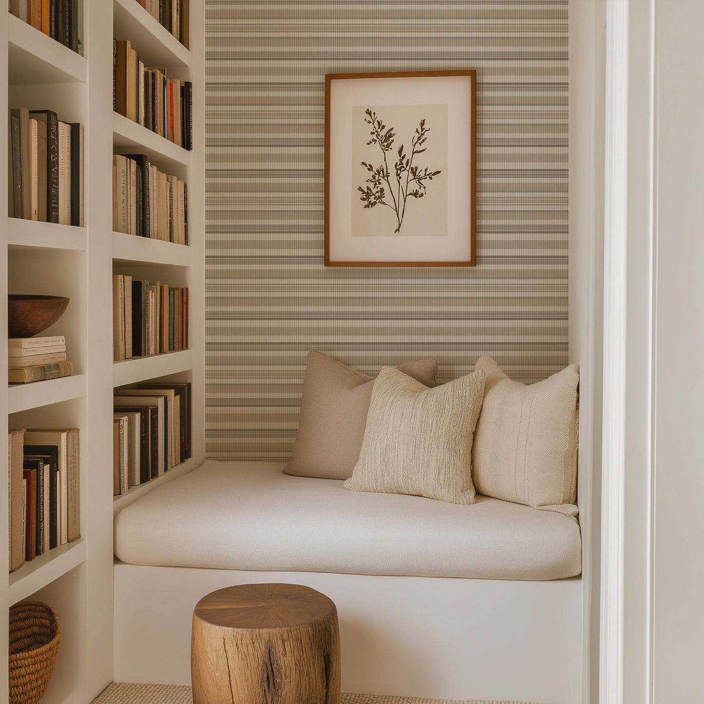 Image of Bazi Stripe in Sand Wallpaper