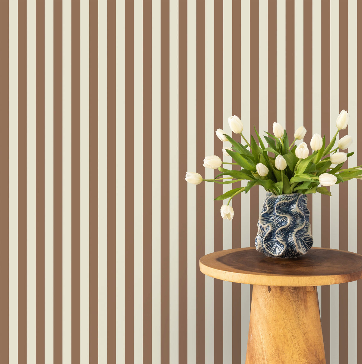 Classic Stripe in Mocha wallpaper.