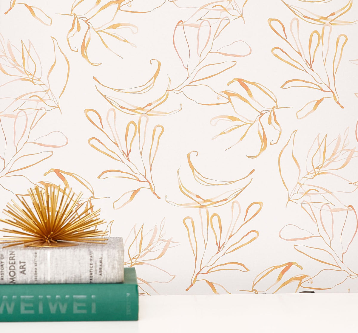 Image of Botany in Tangerine and Ivory Wallpaper