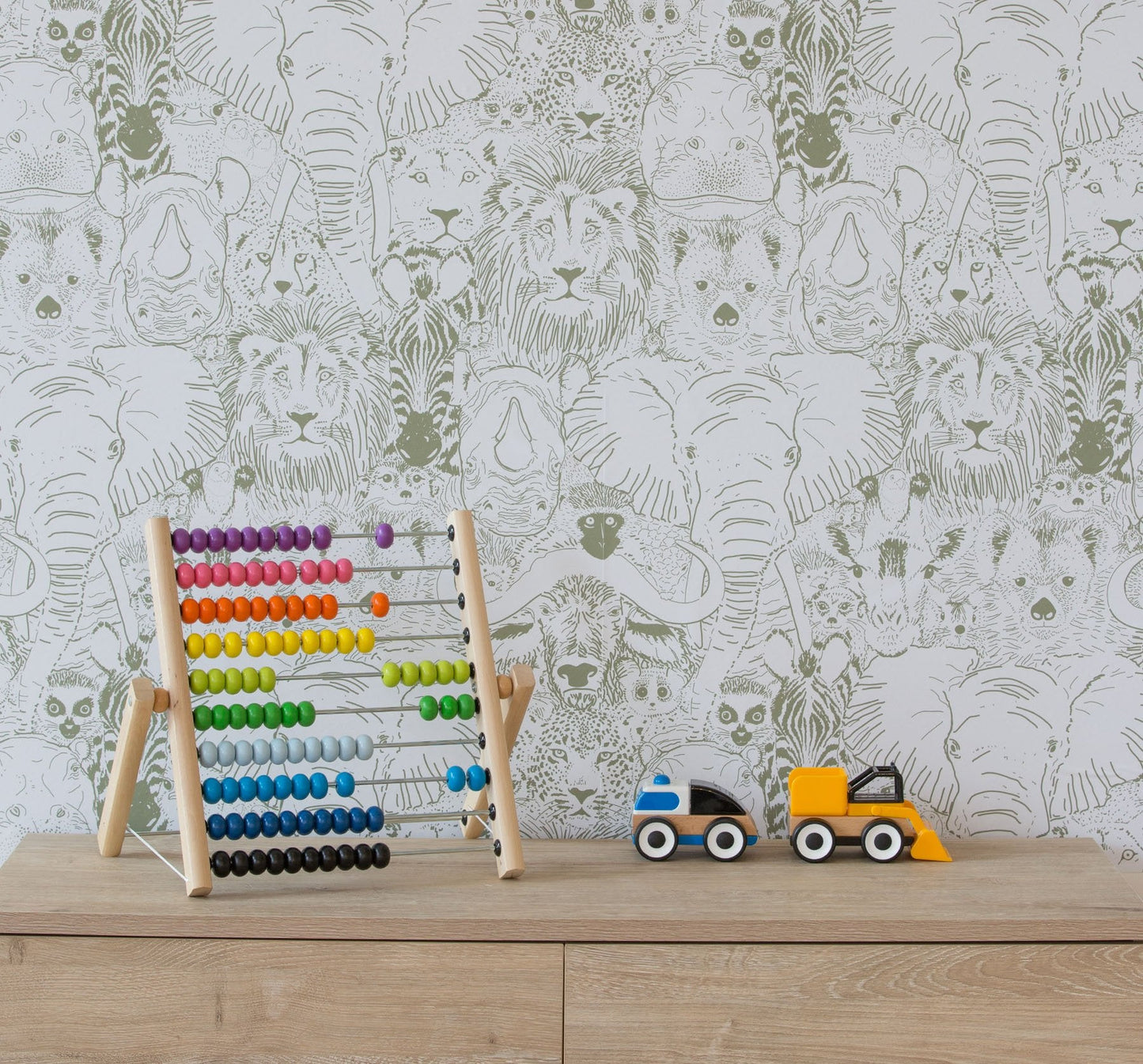 Image of Wild Thing in Sage and White wallpaper
