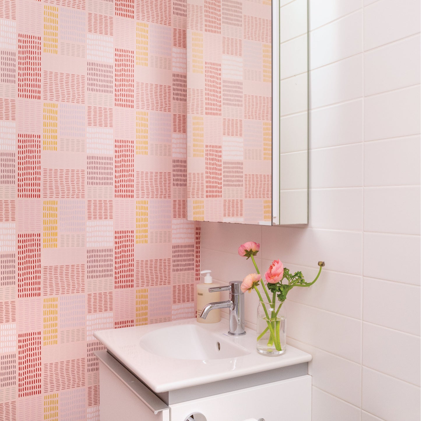 Image of In Petite Stitches in Pink Wallpaper
