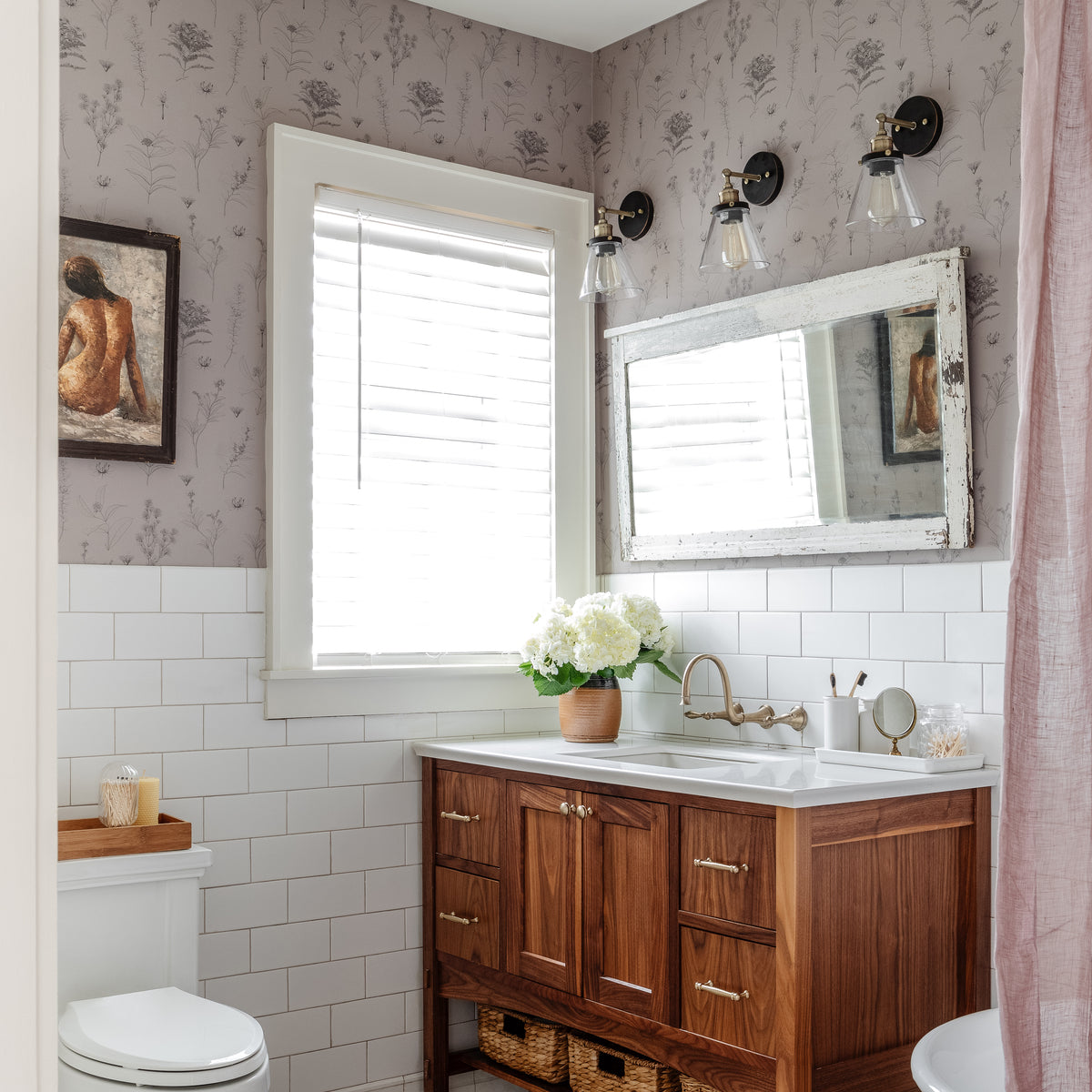 Image of Gather in Dusty Pink Wallpaper