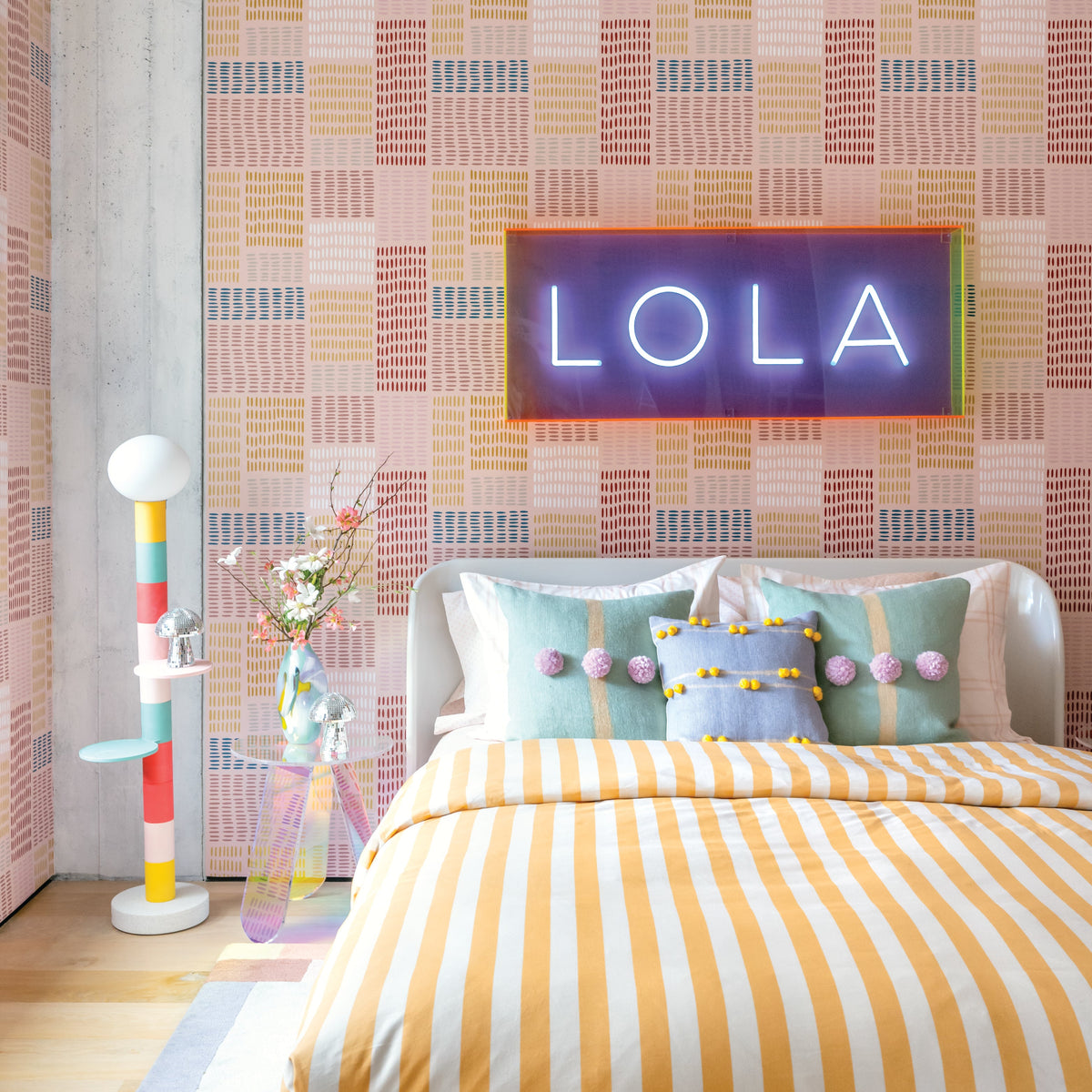 Image of In Stitches in Pink Wallpaper