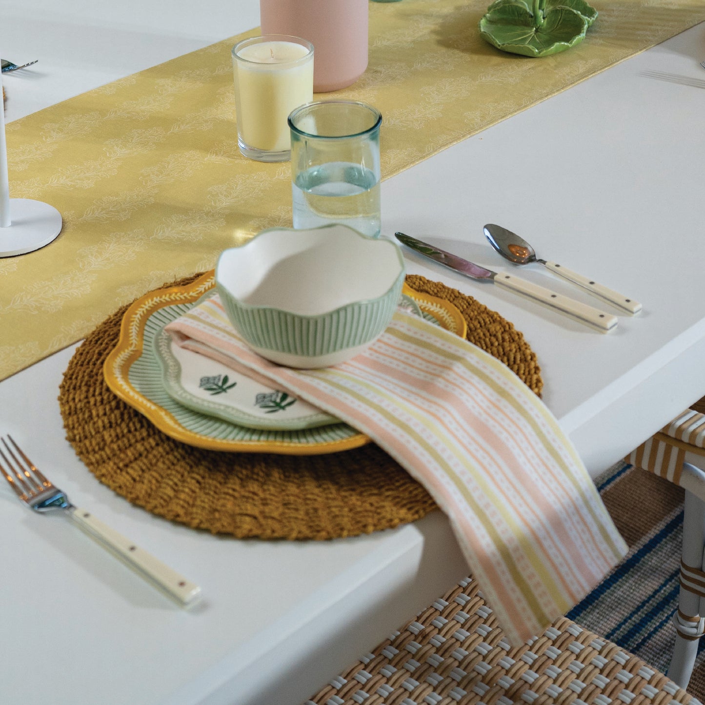 Harbor Stripe Fabric in Sherbet