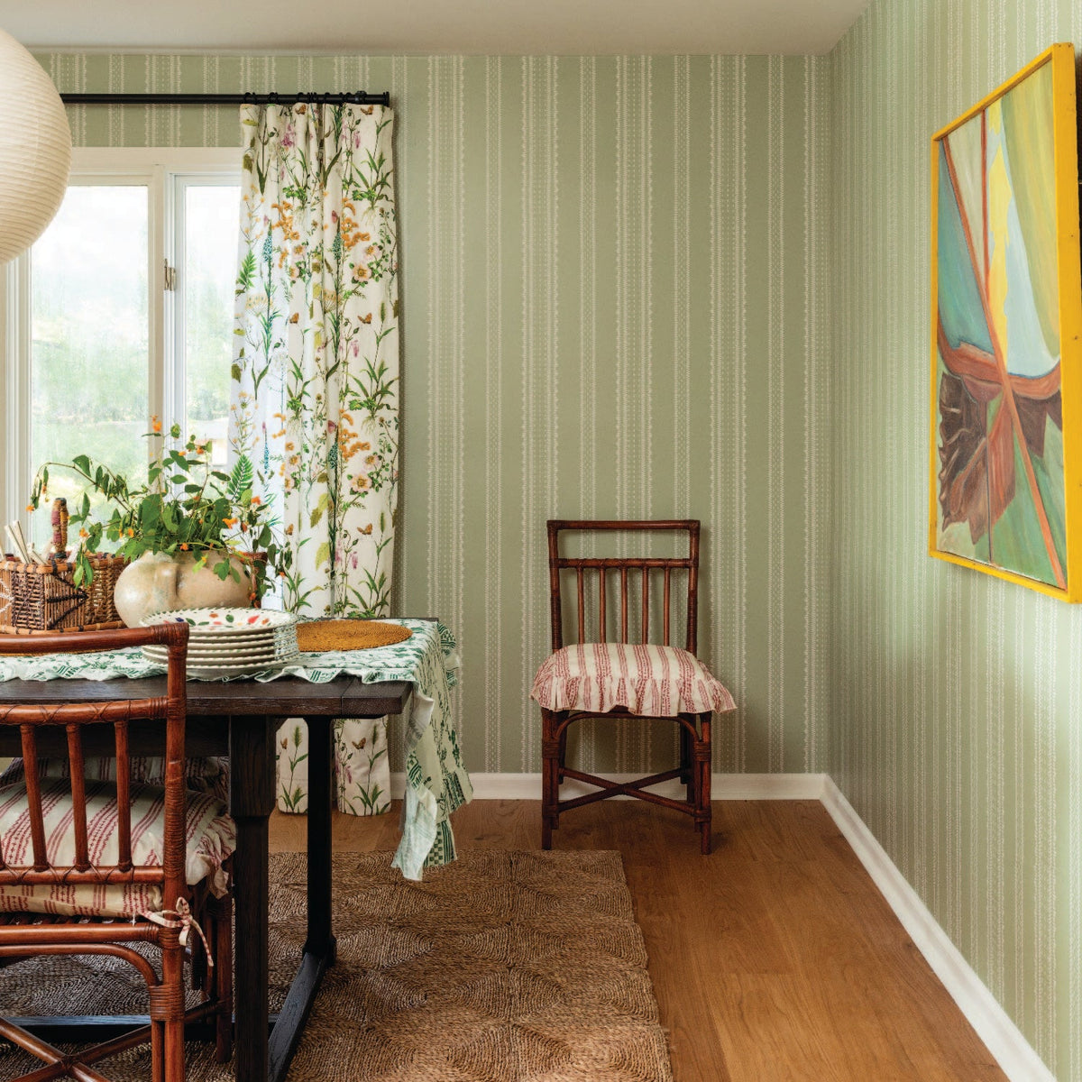 Heritage Stripe in Light Green wallpaper.
