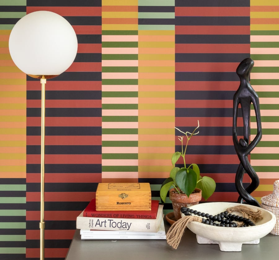 Image of Cleo Stripe Horizontal in Multi wallpaper