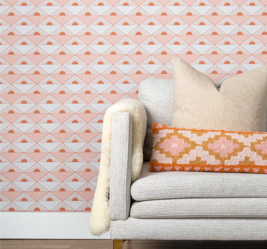 Image of Rising Sun in Pink Wallpaper