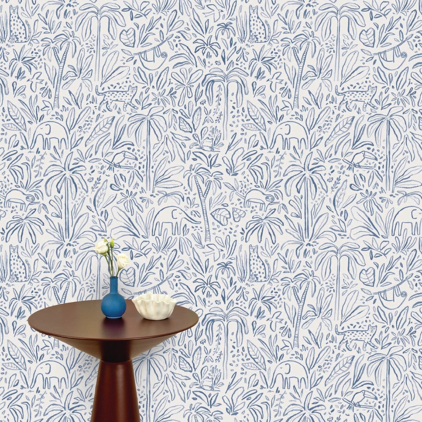 Image of In the Jungle in Blue Wallpaper