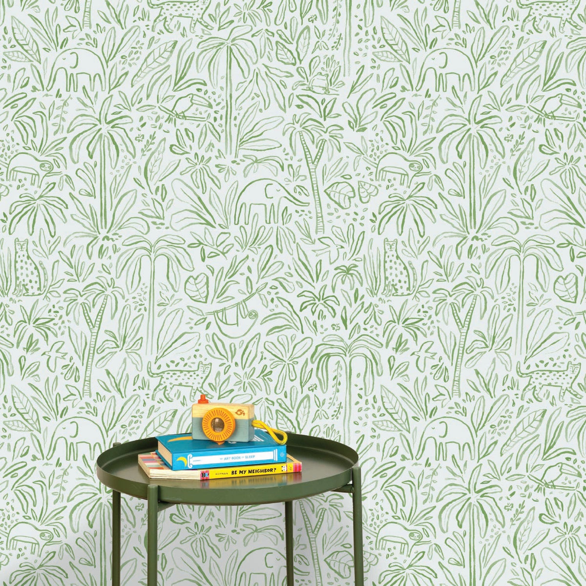 Image of In the Jungle in Green Wallpaper