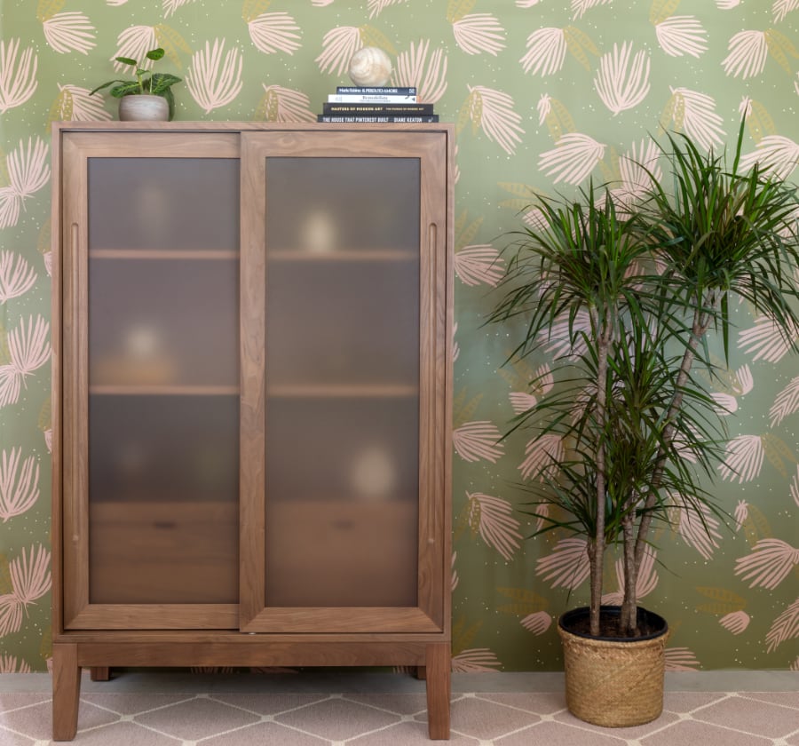 Image of Warri Palms in Dried Basil Wallpaper