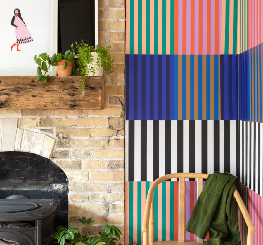 Image of Cleo Stripe Vertical in Multi wallpaper