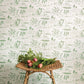Image of Gardeners in Cream/Green Wallpaper