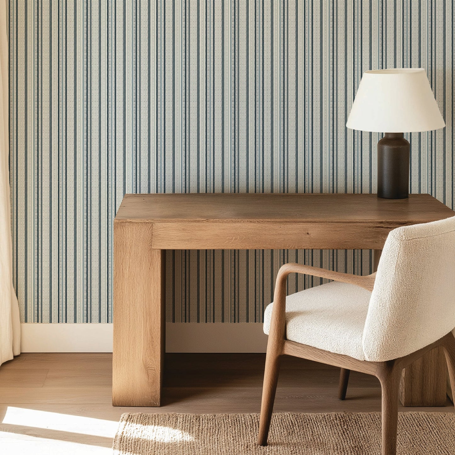 Image of Harbor Stripe in Blue Multi Wallpaper