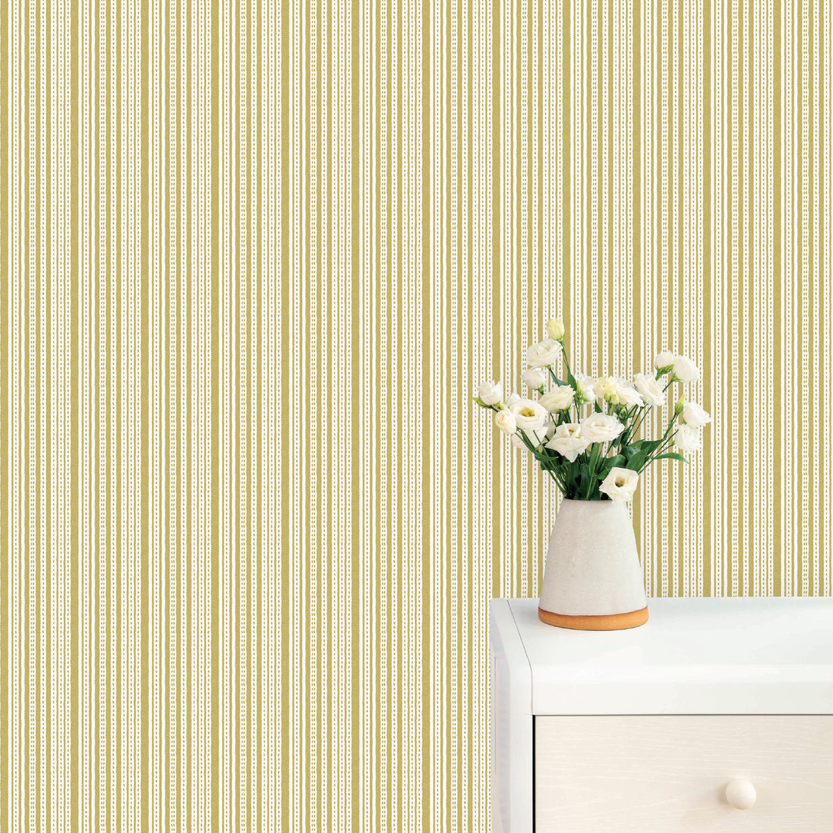 Image of Harbor Stripe in Charteuse Wallpaper
