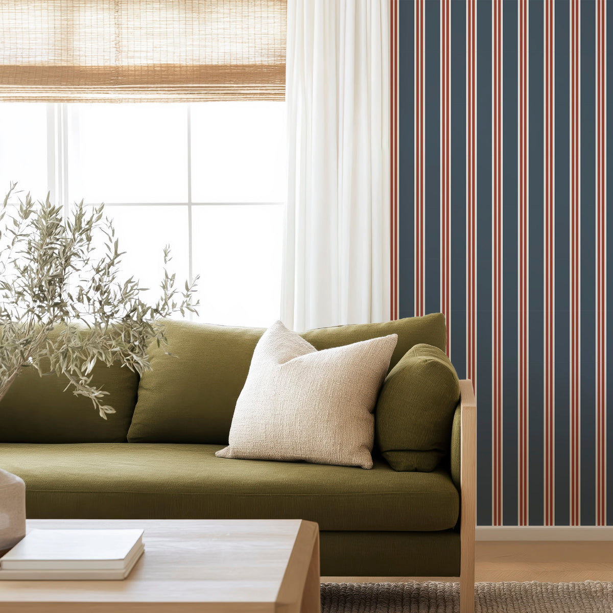 Image of Charlie Stripe in Admiral Wallpaper