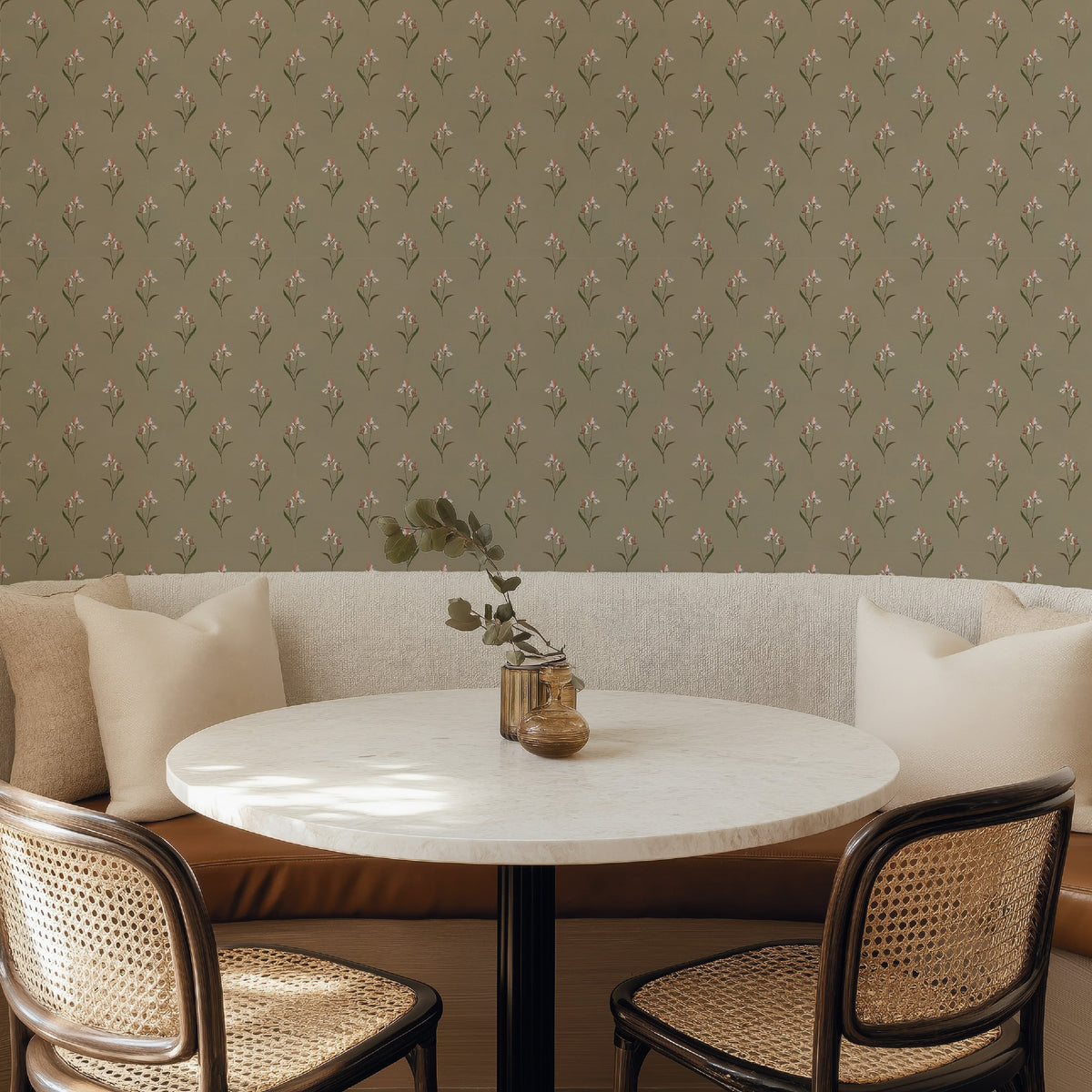 Image of Pressed Petals in Sage Wallpaper