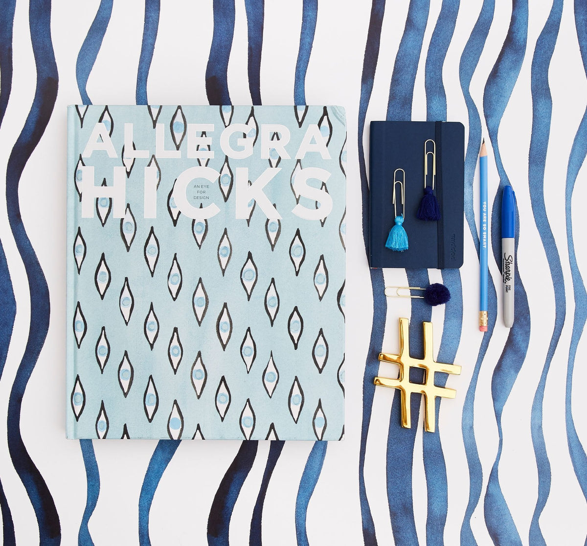 Image of Waves in Navy Wallpaper