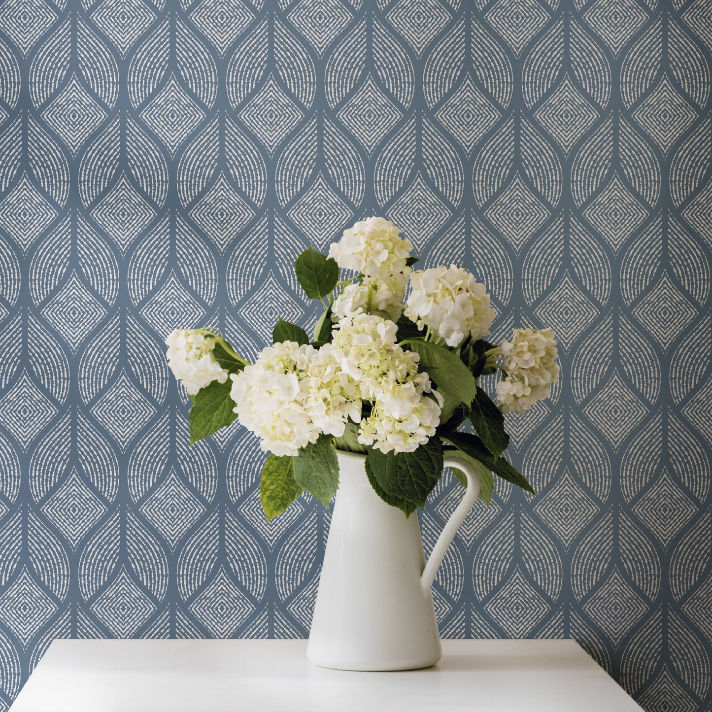 Image of Petite Damask in Chambray Wallpaper