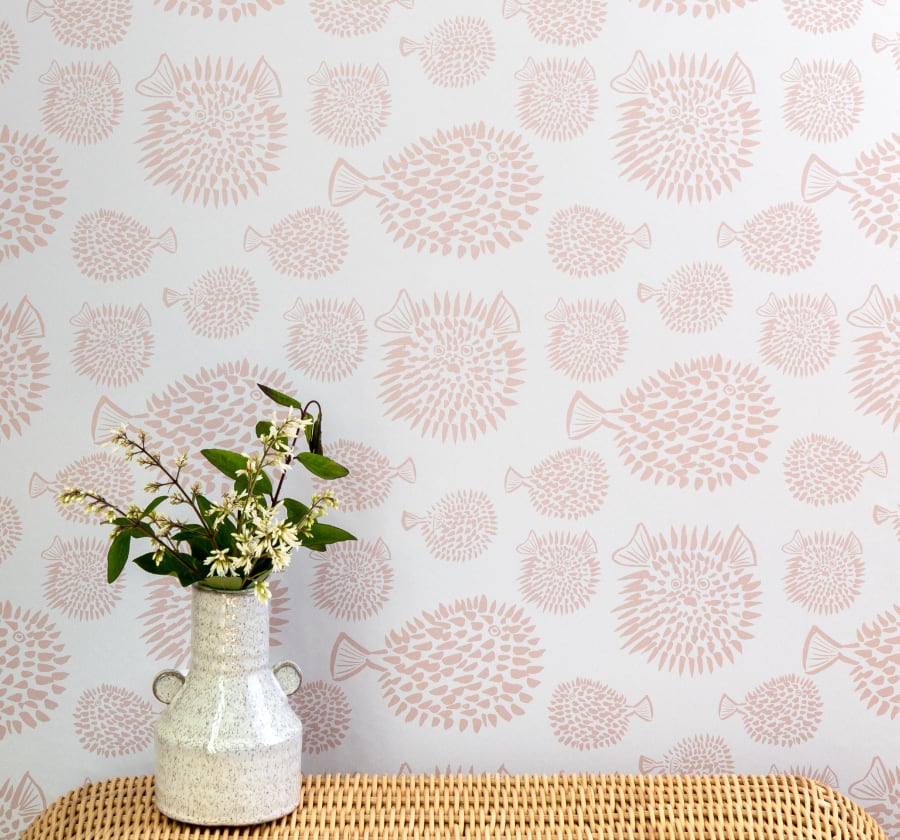 Image of Blowfish in Blush Wallpaper