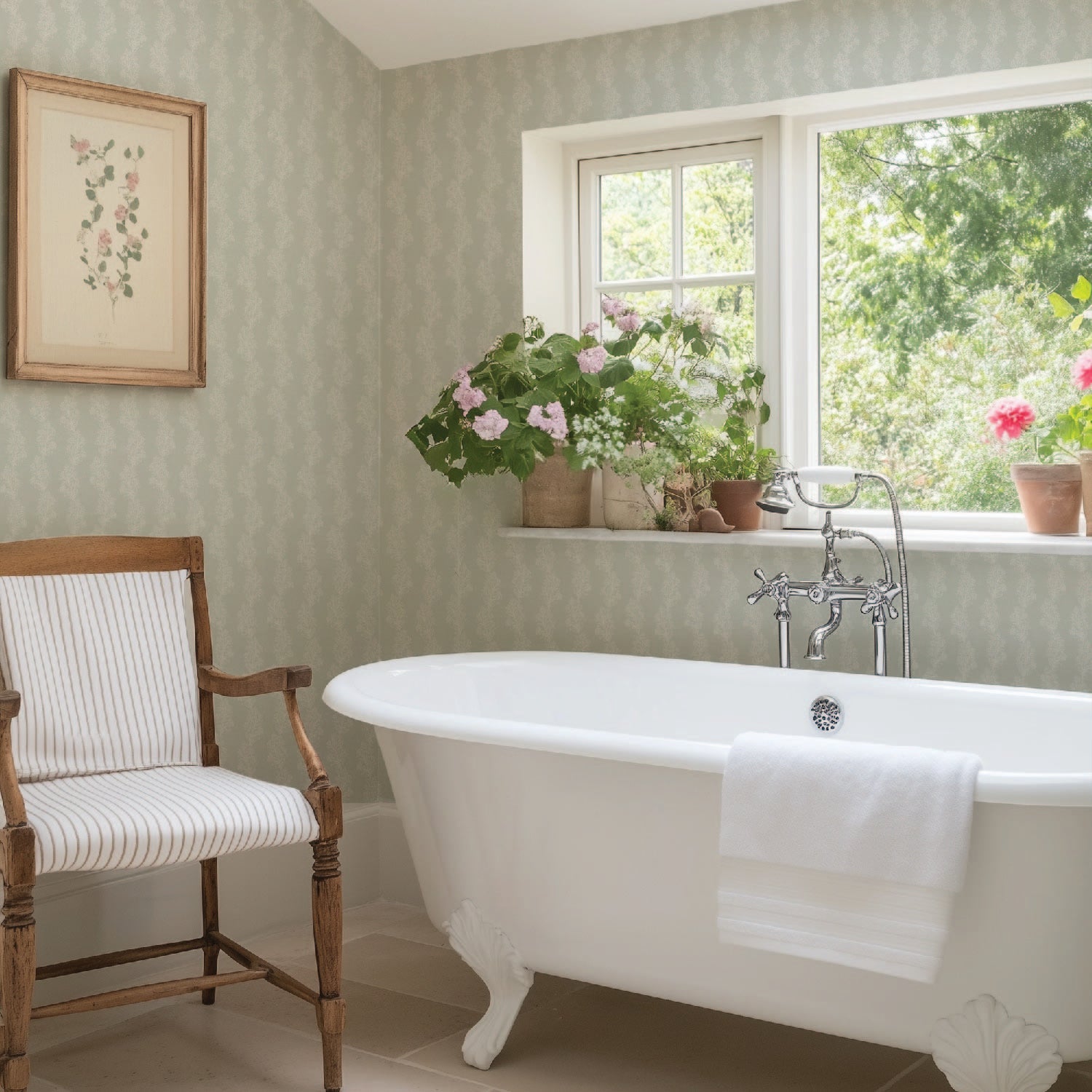 Image of Heritage Vine in Sage Wallpaper