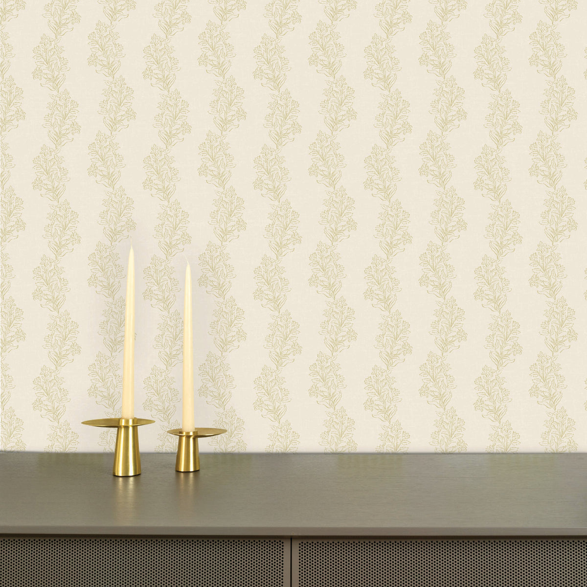 Image of Heritage Vine in Cream/Lichen Wallpaper