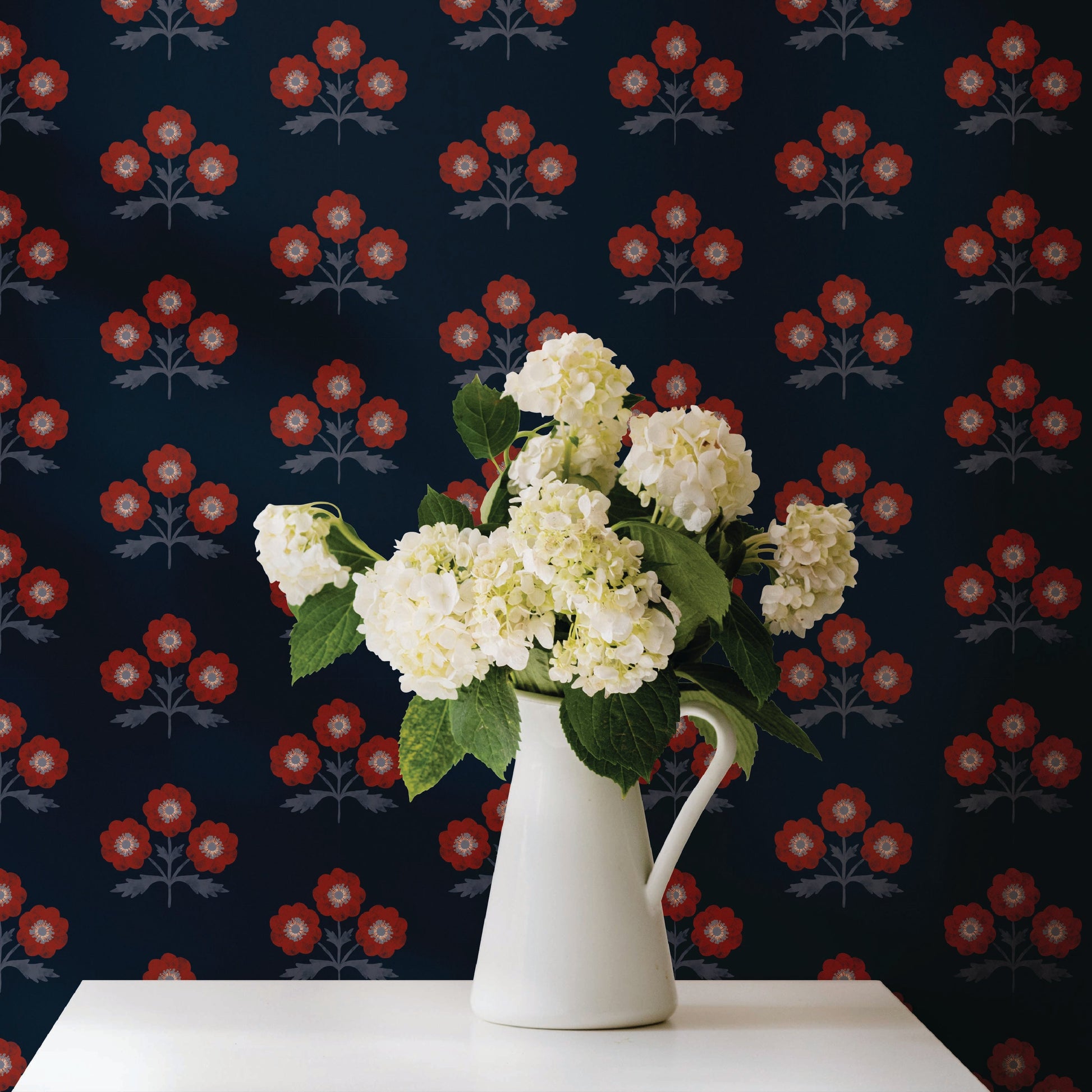 Image of Field Floral in Crimson Wallpaper