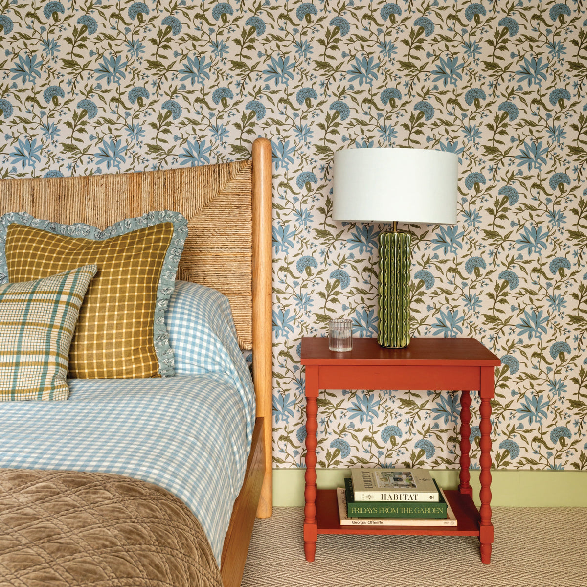 Image of Market Floral in Cornflower Wallpaper