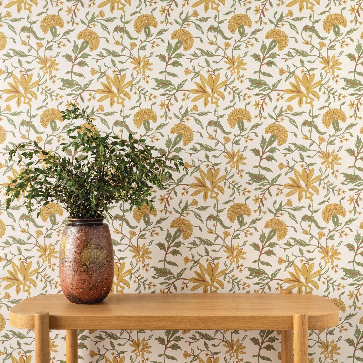 Image of Market Floral in Marigold Wallpaper
