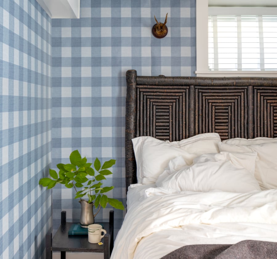 Image of Big Gingham in Blue Wallpaper