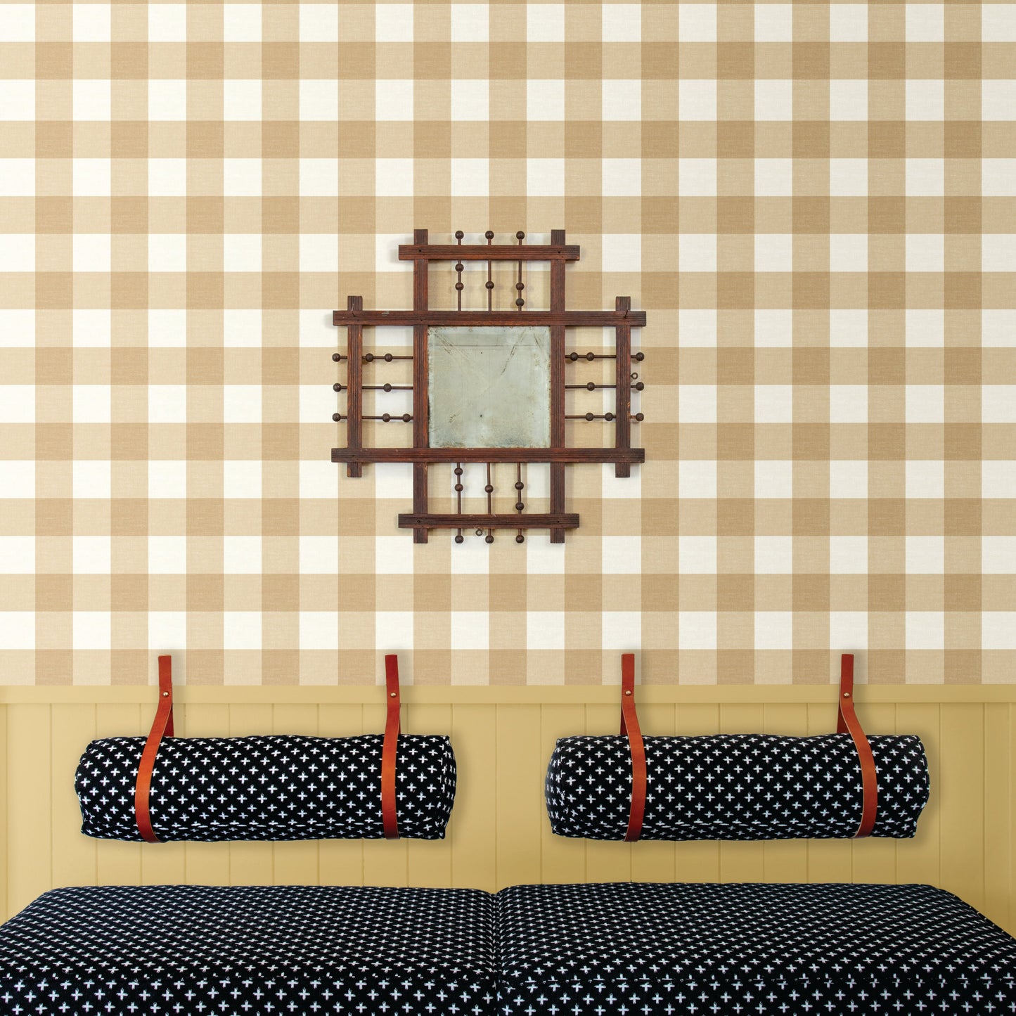 Image of Big Gingham in Camel Wallpaper