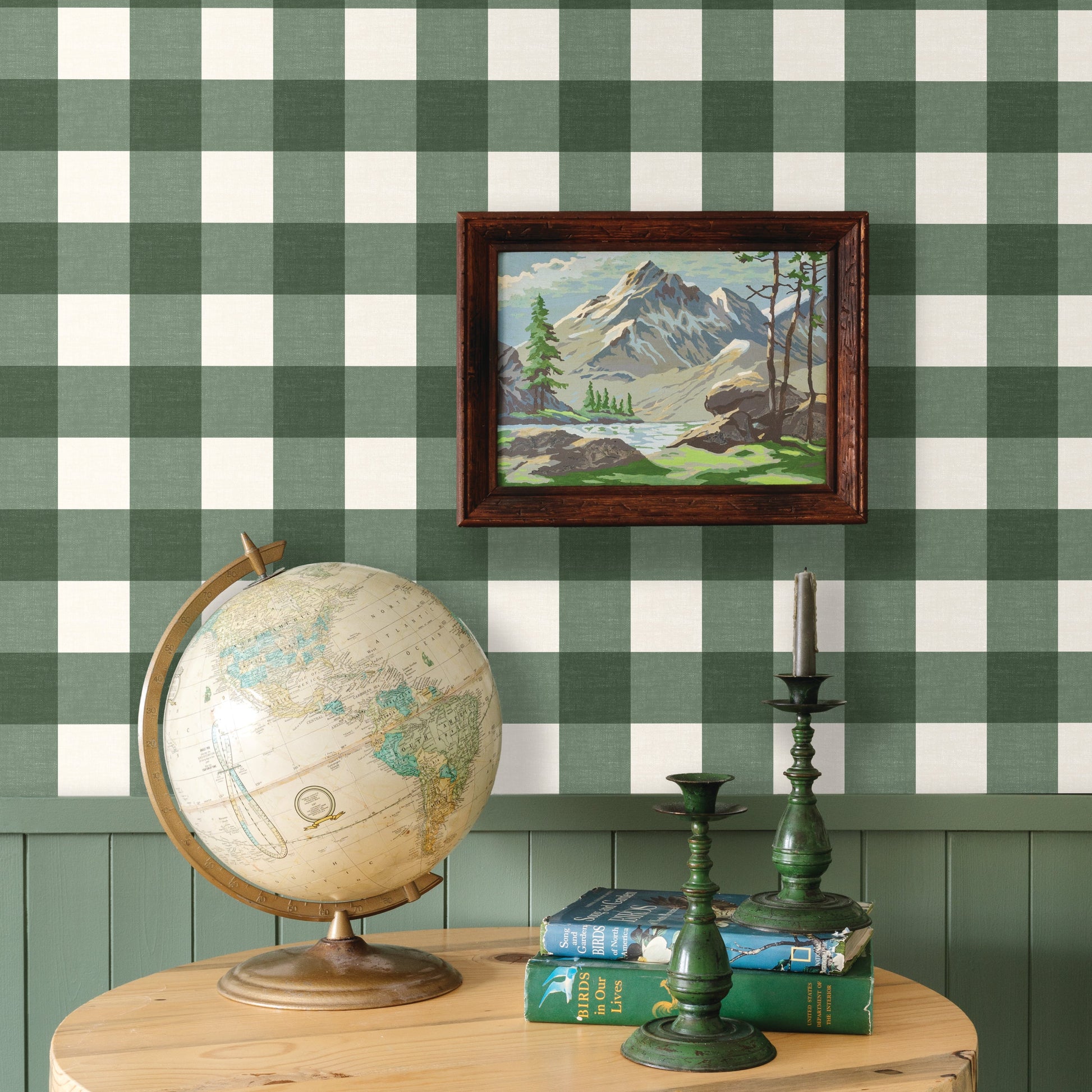 Image of Big Gingham in Pine Wallpaper