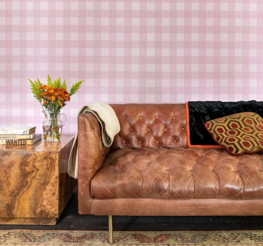 Image of Big Gingham in Pink Wallpaper