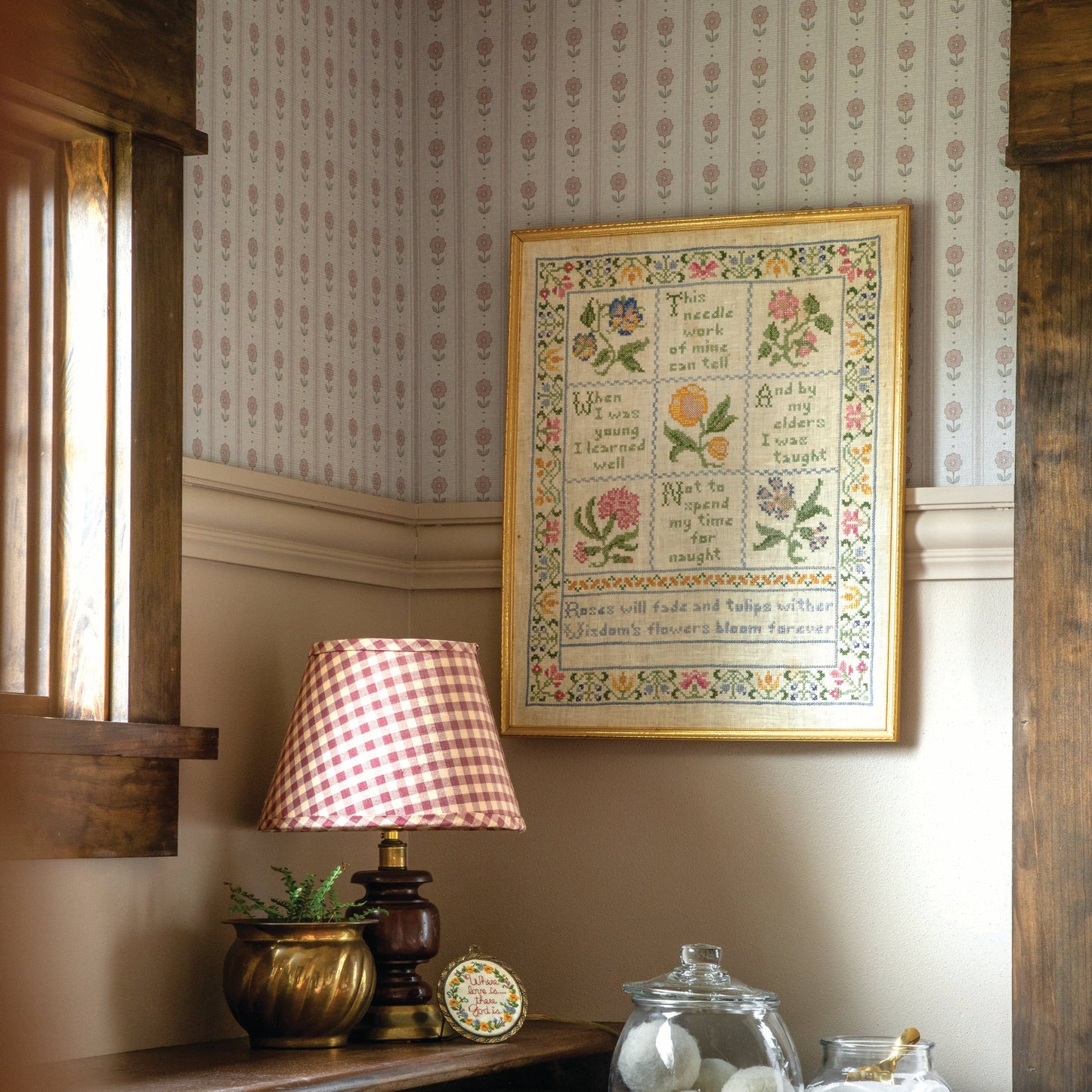 Image of Storybook Stripe in Taupe Wallpaper