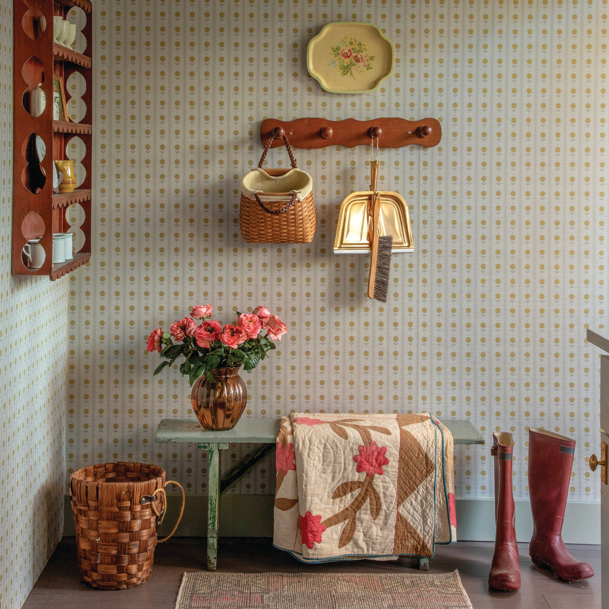 Image of Storybook Stripe in Mustard Wallpaper