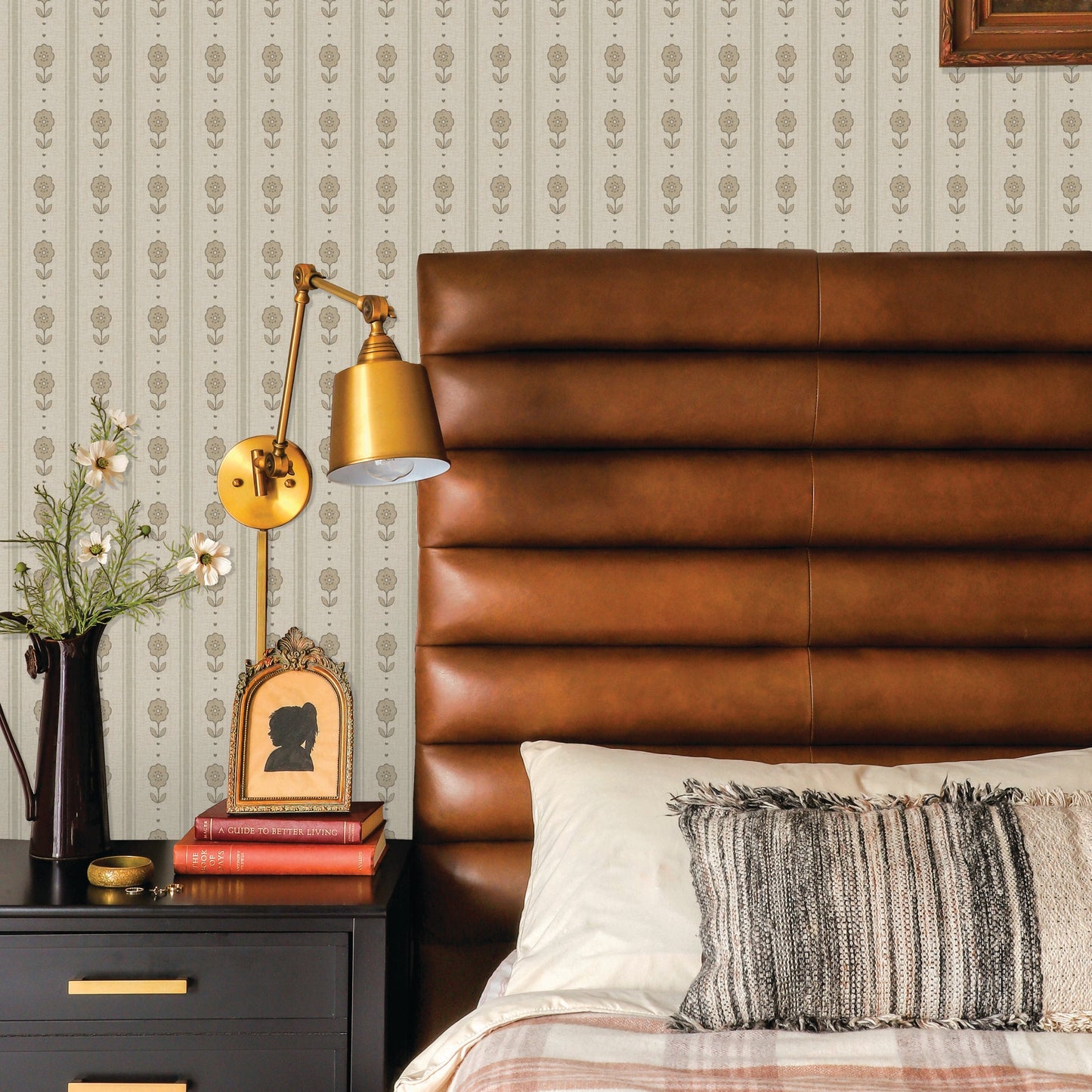 Image of Storybook Stripe in Tan Wallpaper