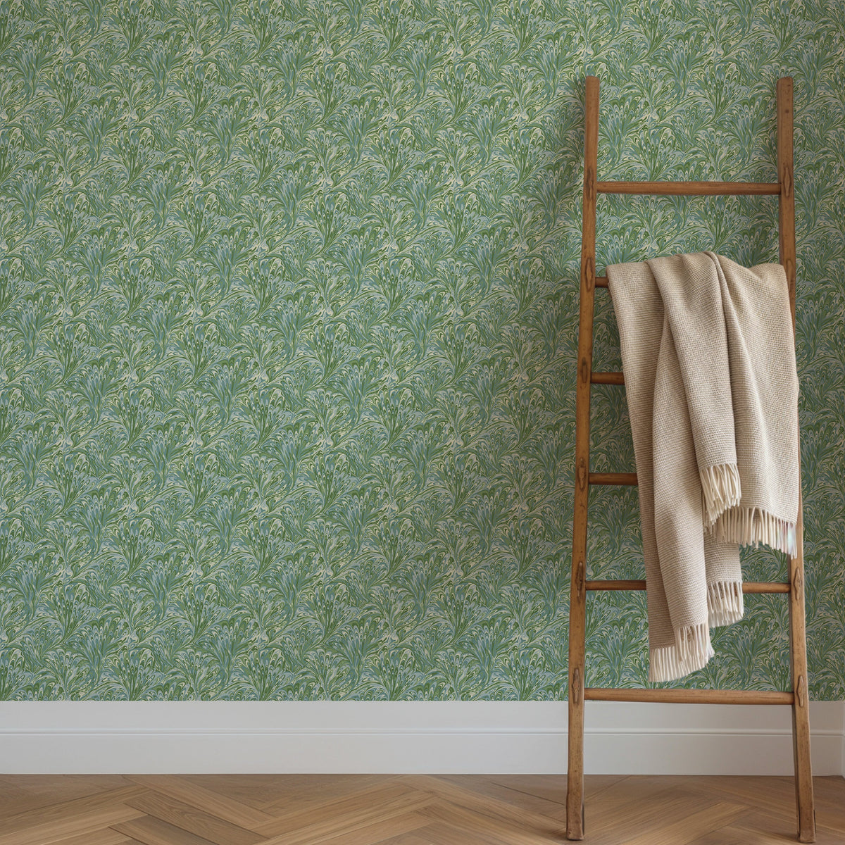 Image of Feathered Marble in Sage Tide wallpaper
