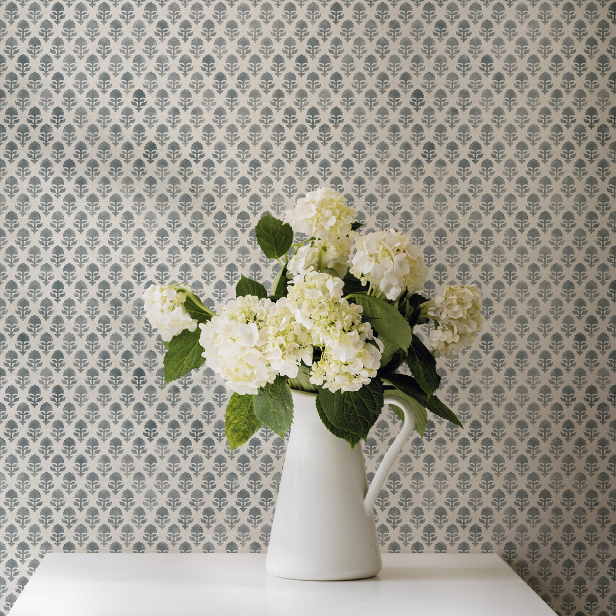 Image of Cottage Floral in Denim Wallpaper