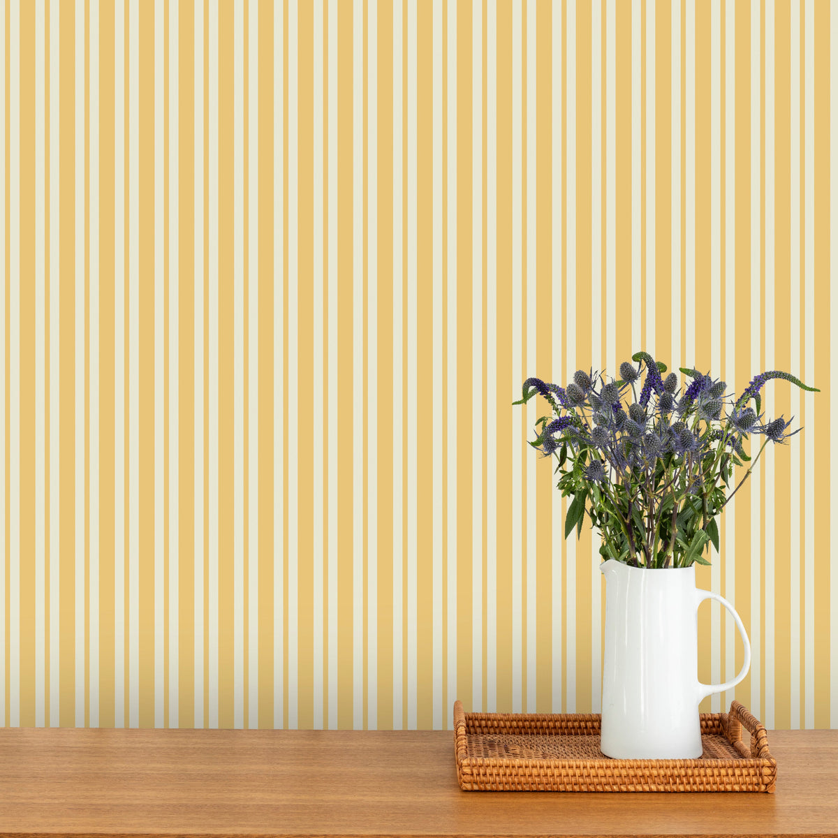 Image of Simple Stripe in Daisy Wallpaper