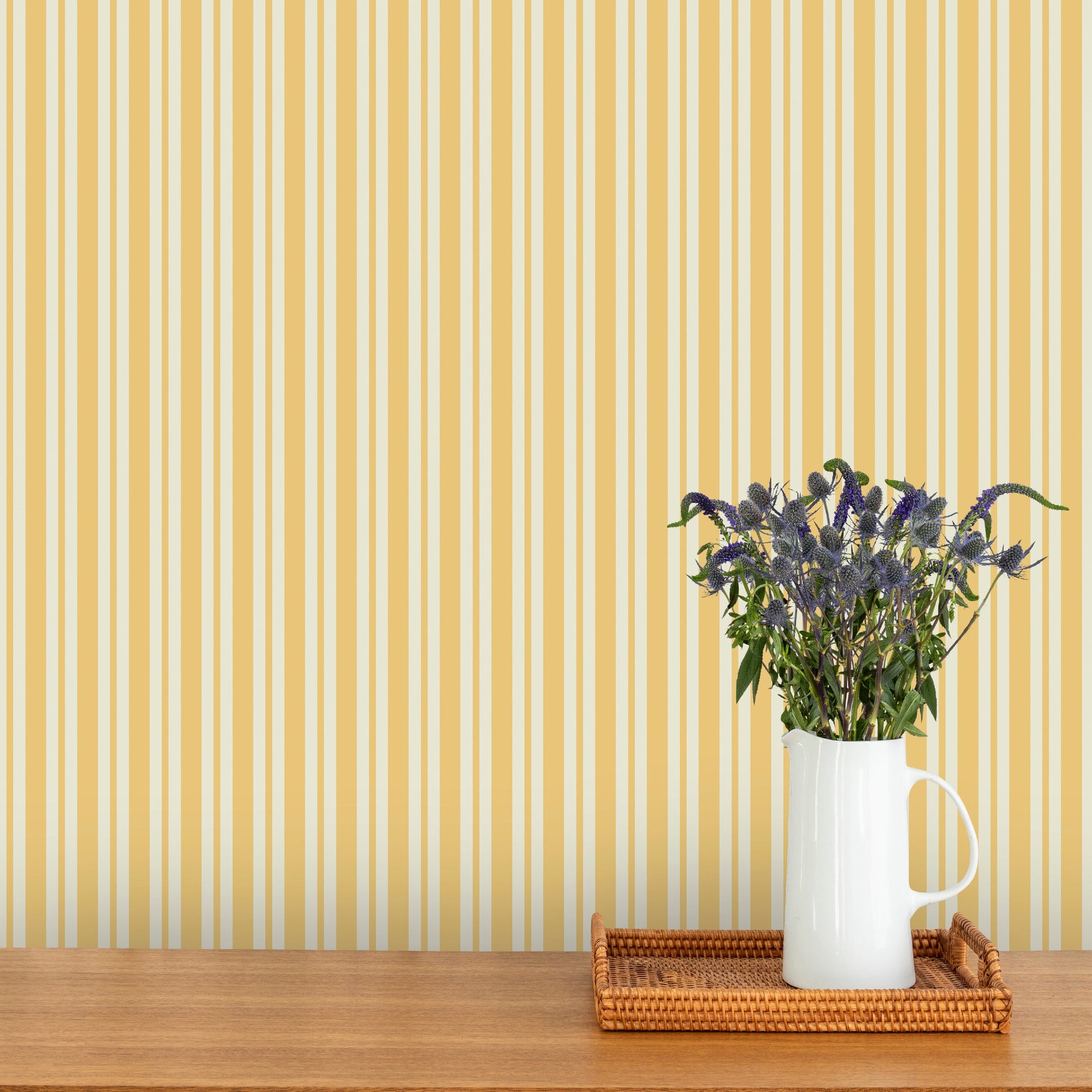Image of Simple Stripe in Daisy Wallpaper