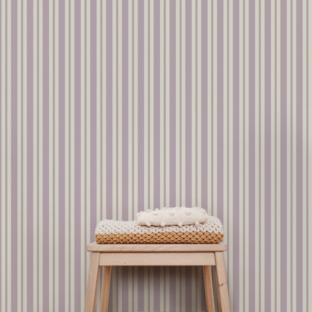 Image of Simple Stripe in Lilac Wallpaper