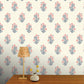 Image of Heritage Floral in Coral/Blue Wallpaper