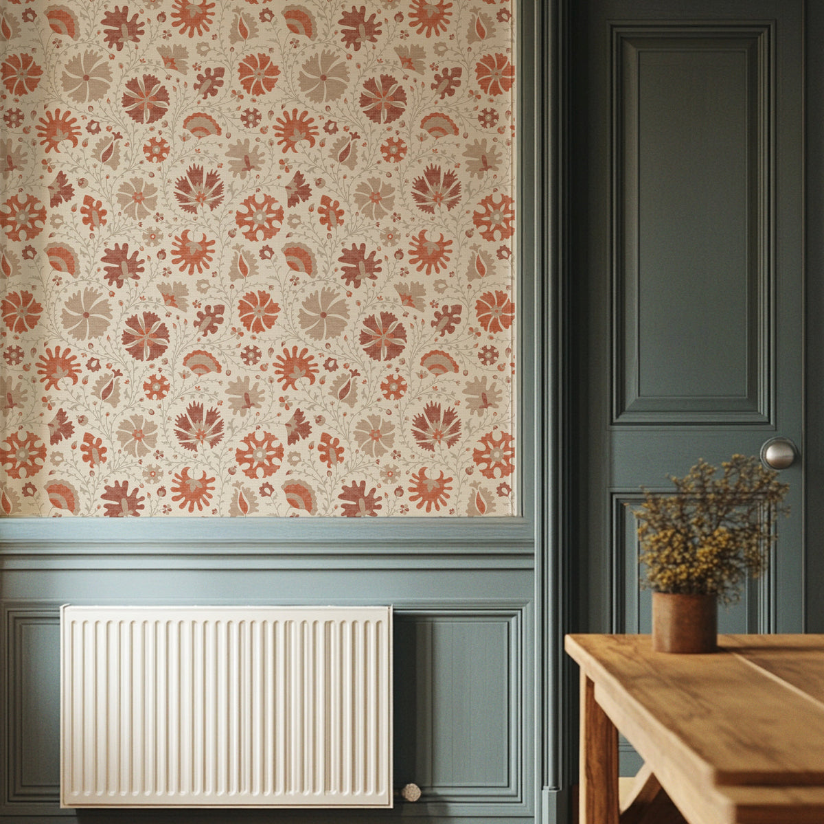 Image of Annie Floral in Spice Wallpaper