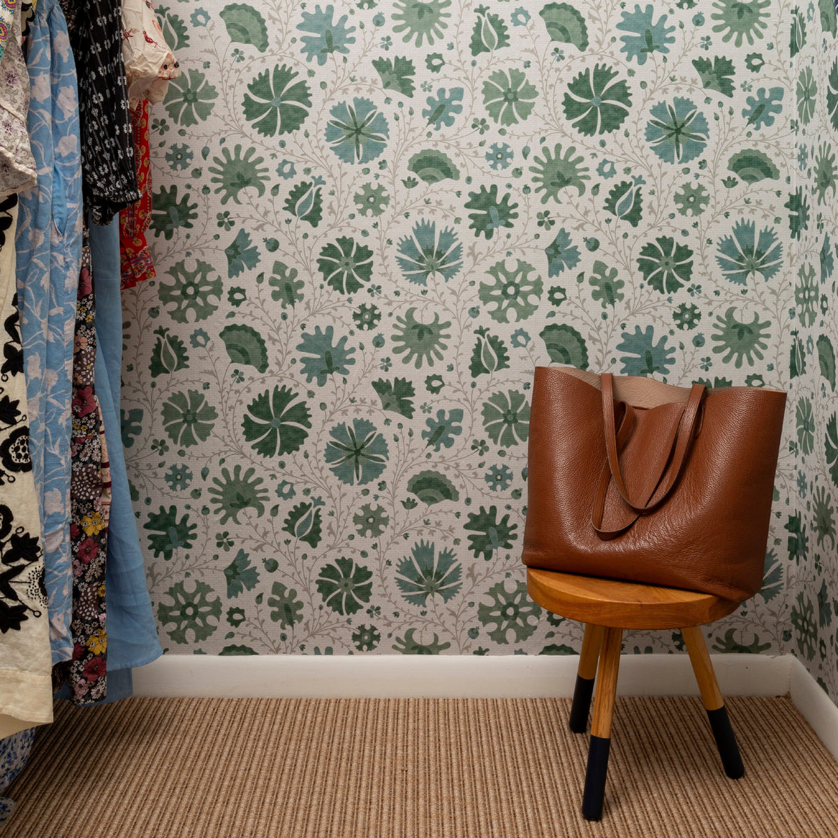 Image of Annie Floral in Sage Wallpaper