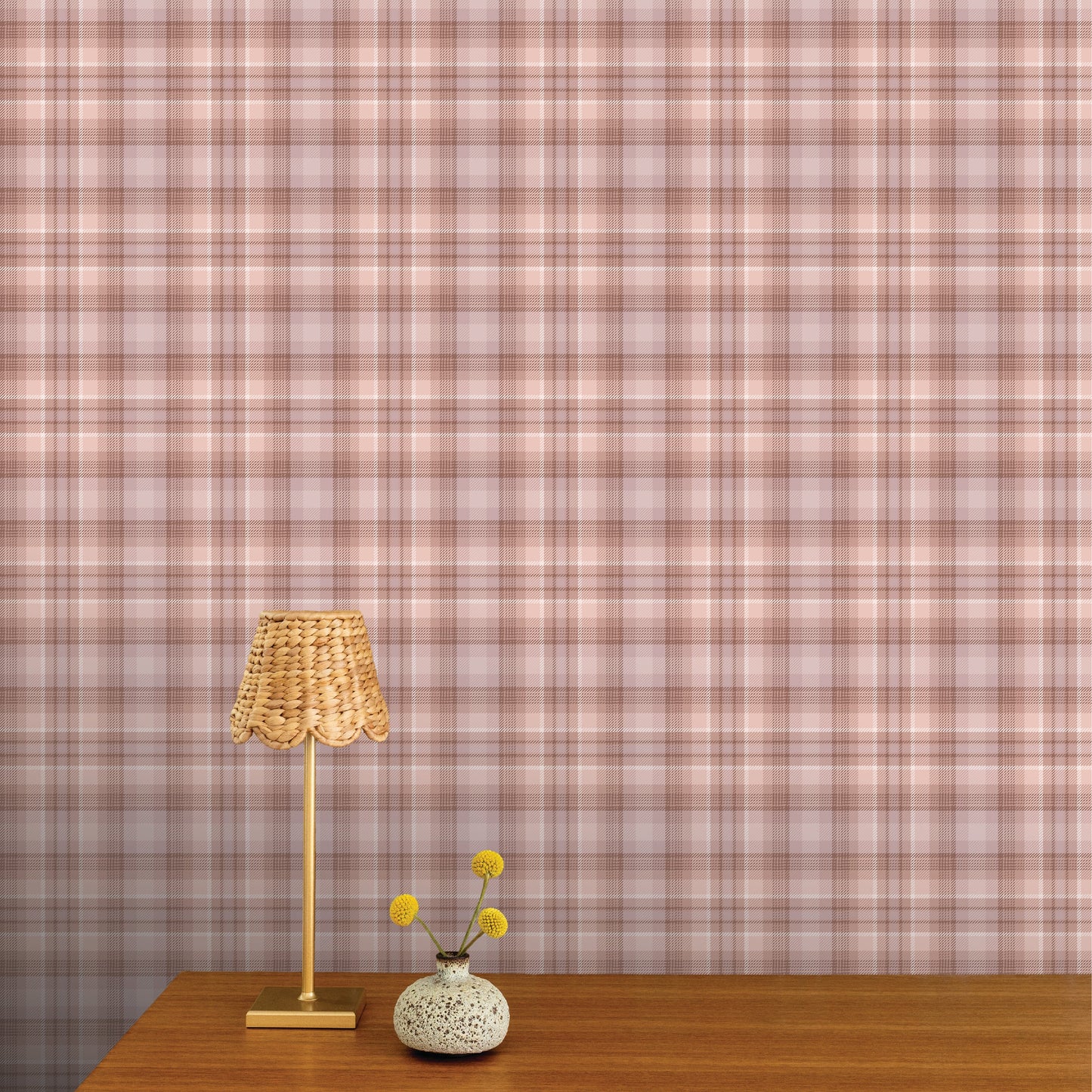 Image of Tonal Plaid in Petal Wallpaper