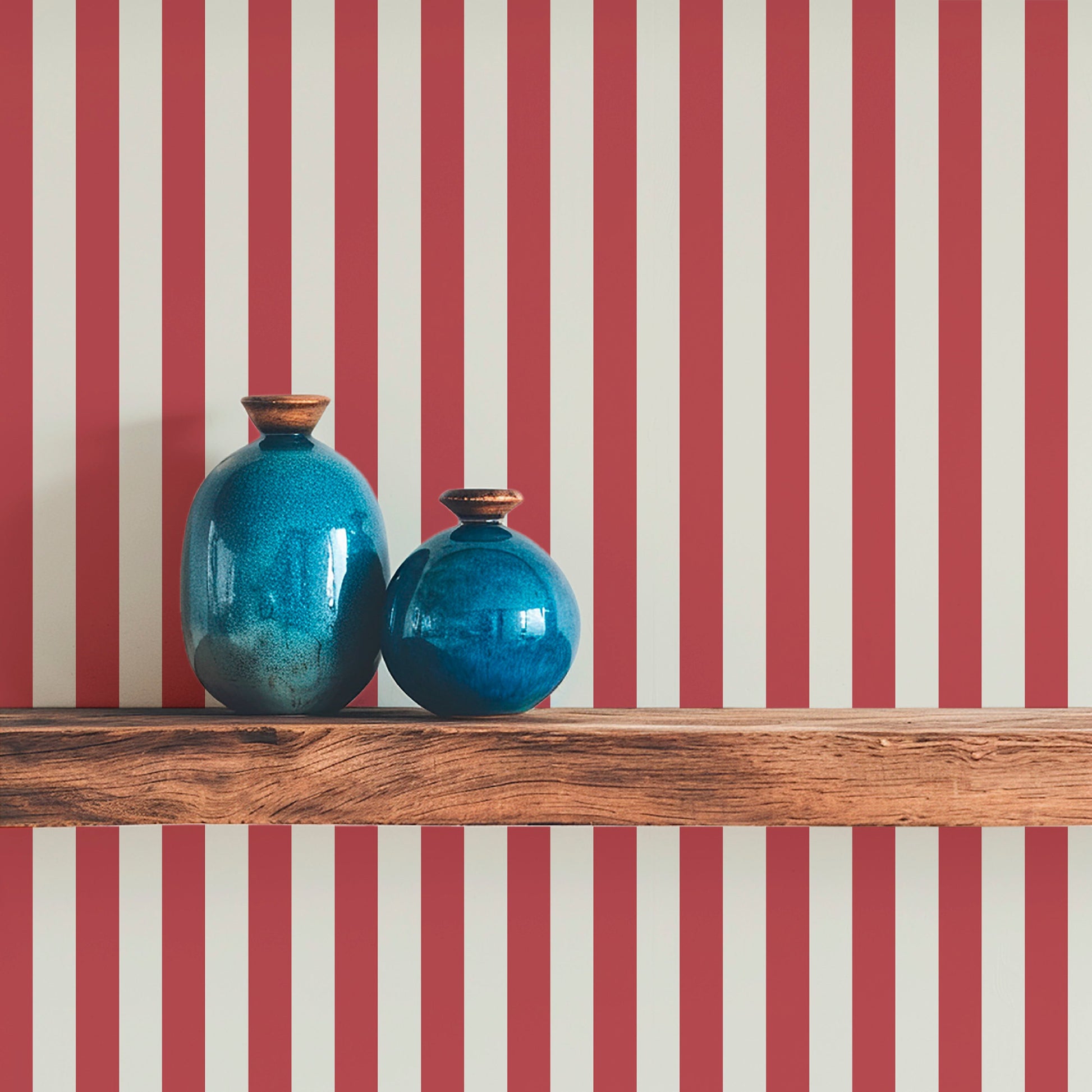 Image of Classic Stripe in Geranium Wallpaper